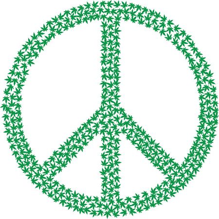 Free Clipart Of A | green peace symbol made of marijuana leaves