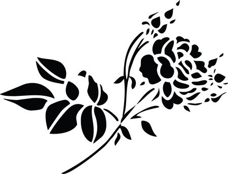 Free Clipart Of A black and white stem of roses