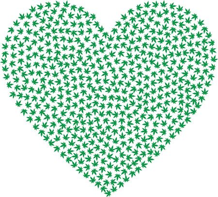 Free Clipart Of A love heart made of marijuana leaves