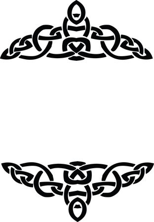 Free Clipart of a celtic border design element in black and white knots