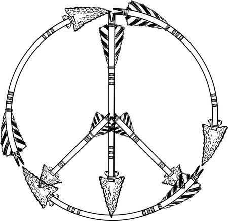 Free Clipart of a flint arrow peace symbol