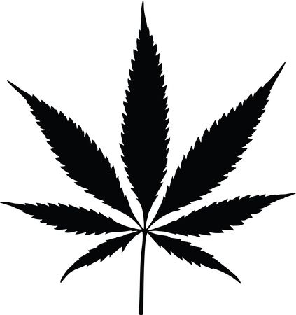 Free Clipart of a black silhouetted cannabis pot leaf