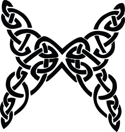Free Clipart of a butterfly black and white celtic knot