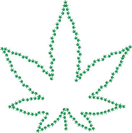 Free Clipart Of A green pot leaf outline made of marijuana leaves