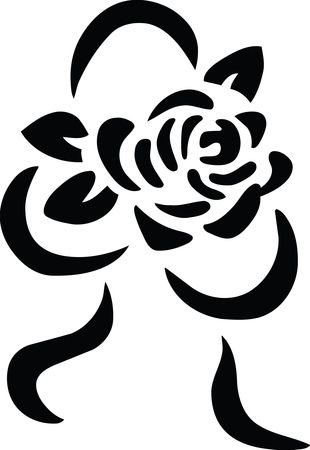 Free Clipart Of A black and white rose and ribbon bouquet