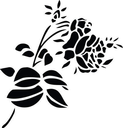 Free Clipart Of A black and white stem of roses