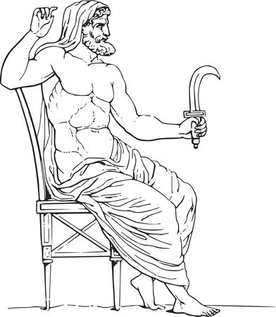 Free Clipart of a Black and White Greek Mythology God, Cronus