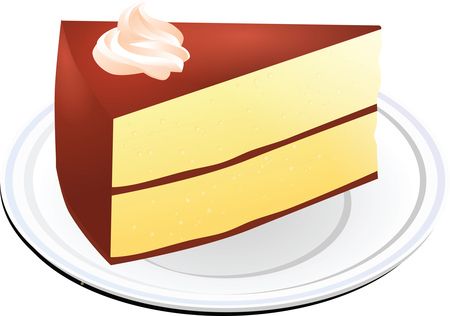 Free Clipart of a Layered Vanilla Cake With Chocolate Frosting