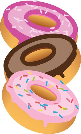 Free Clipart of a Trio of Donuts