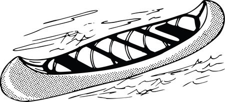 Free Clipart of a Retro Black and White Canoe