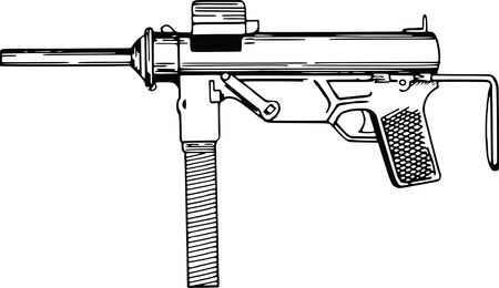 Free Clipart of a Black and White Machine Gun