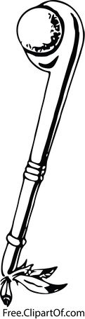 Free Clipart of a Black and White Tomahawk With Feathers