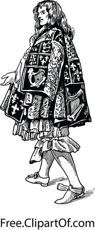 Free Clipart of a Retro Black and White Man Wearing a Tabard