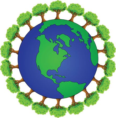Free Clipart Of Planet Earth Encircled With Trees