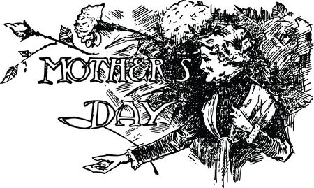 Free Clipart Of A Vintage Black and White Mothers Day Design