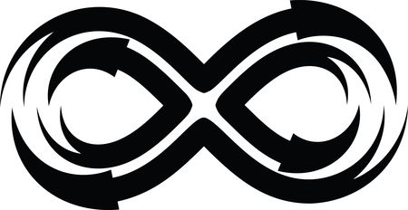 Free Clipart Of A Black and White Arrow Infinity Symbol