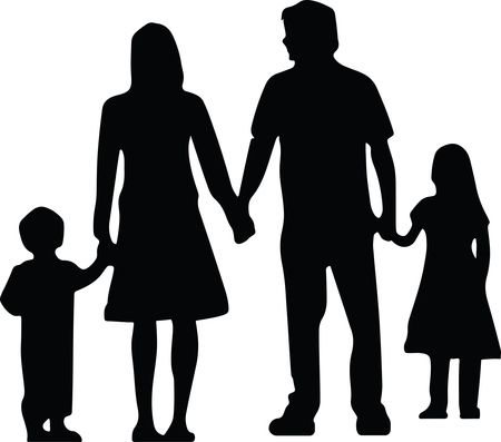 Free Clipart Of A silhouetted family holding hands