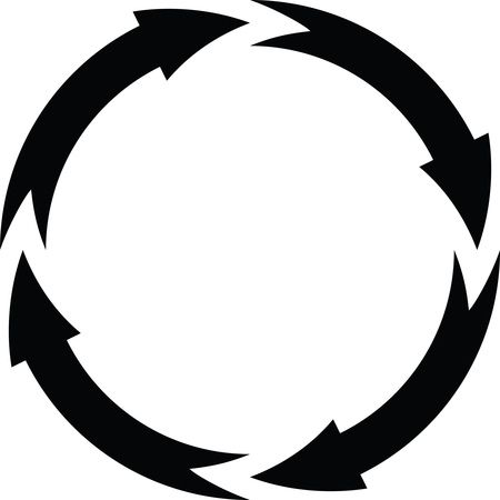 Free Clipart Of A Black and White Round Frame of Arrows