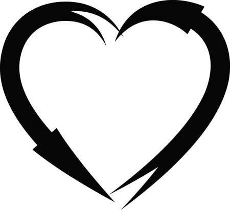 Free Clipart Of A Black and White Heart Frame of Arrows