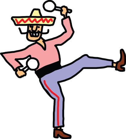 Free Clipart Of A Mexican Man Dancing With Maracas