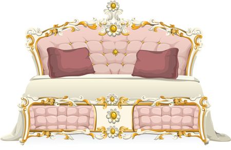 Free Clipart Of A Pink Baroque Bed