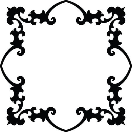 Free Clipart of a Fancy Floral Frame Black and White