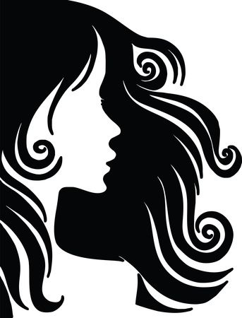 Free Clipart of a Profiled Woman With Long Hair