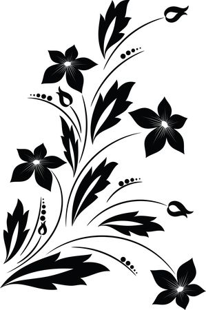 Download Free Clipart of a Black and White Floral Vine Design Element