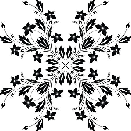 Free Clipart of Floral Vine Design Element - Black and White Version