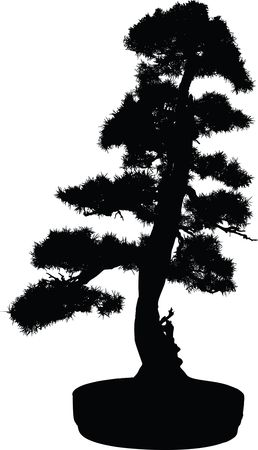 Free Clipart of a Silhouetted Bonsai Plant
