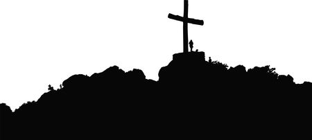 Free Clipart of a silhouetted cross on a hill