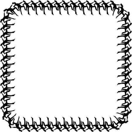 Free Clipart of a square border of men dancing
