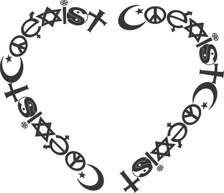 Free Clipart of a coexist heart frame