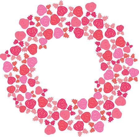 Free Clipart Of A Round Frame of Roses and Leaves