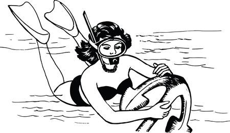 Free Clipart of a female scuba diver