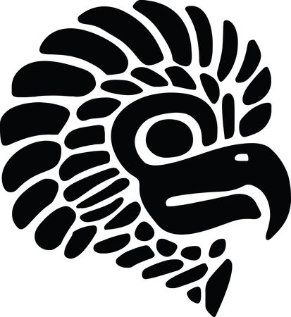 Free Clipart Of A Black and White Mexican Eagle Mascot Head