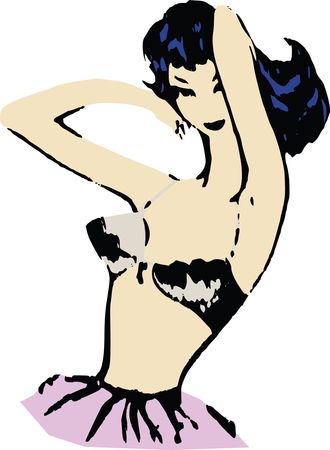 Free Clipart of a Retro Woman Modeling a Bra