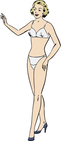 Free Clipart of a Retro Blond Female Model in Undergarments
