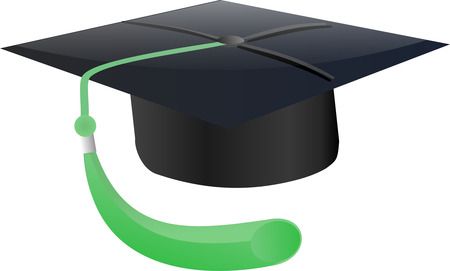 Free Graduation Cap With Green Tassle Clipart Illustration