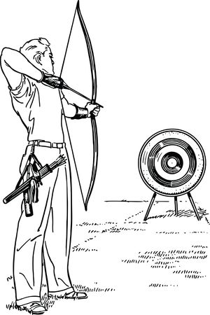 Free Clipart Of A black and white male archer