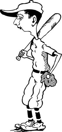 Free Retro Clipart Illustration Of A Baseball Player Standing With Bat And Glove