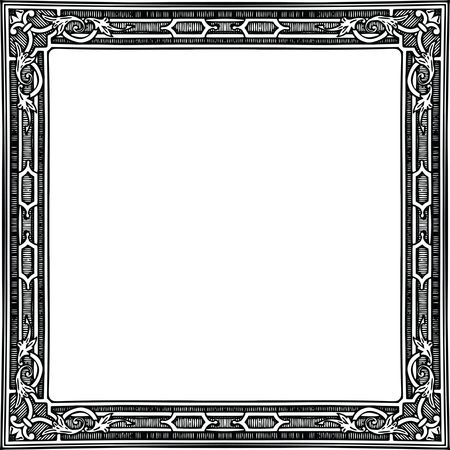 Free Clipart of a Classic Styled Frame of in Black and White