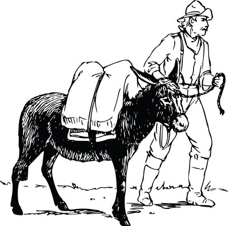 Free Clipart Of A Man and Mule