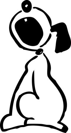 Free Cartoon Retro Dog Howling Clipart Illustration