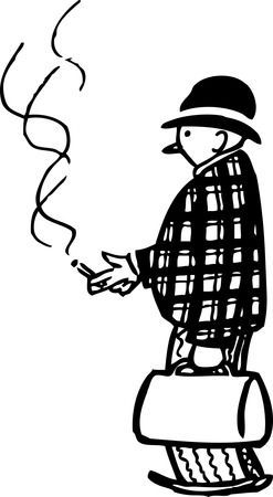 Free Retro Clipart Of a Family Doctor Smoking Cigar While Carrying Medical Bag