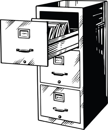 Free Clipart Of A Black and White Filing Cabinet