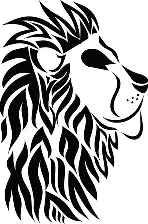 Free Clipart Of A Profiled Male Lion, Black and white