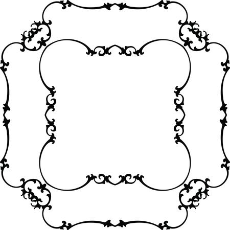 Free Clipart of a Fancy Floral Frame Black and White