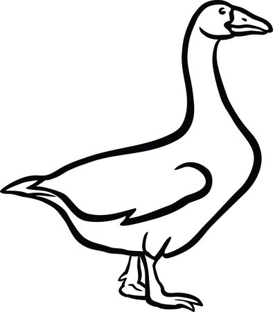 Free Clipart Of A Goose in black and white