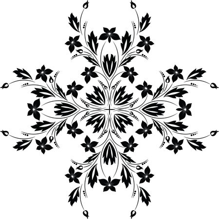 Free Clipart of a Black and White Floral Vine Design Element
